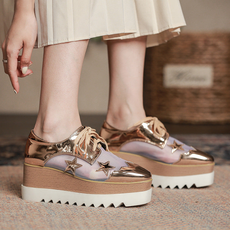 Mesh Platform Platform Shoes Women's Breathable Hollow Wedge Heel