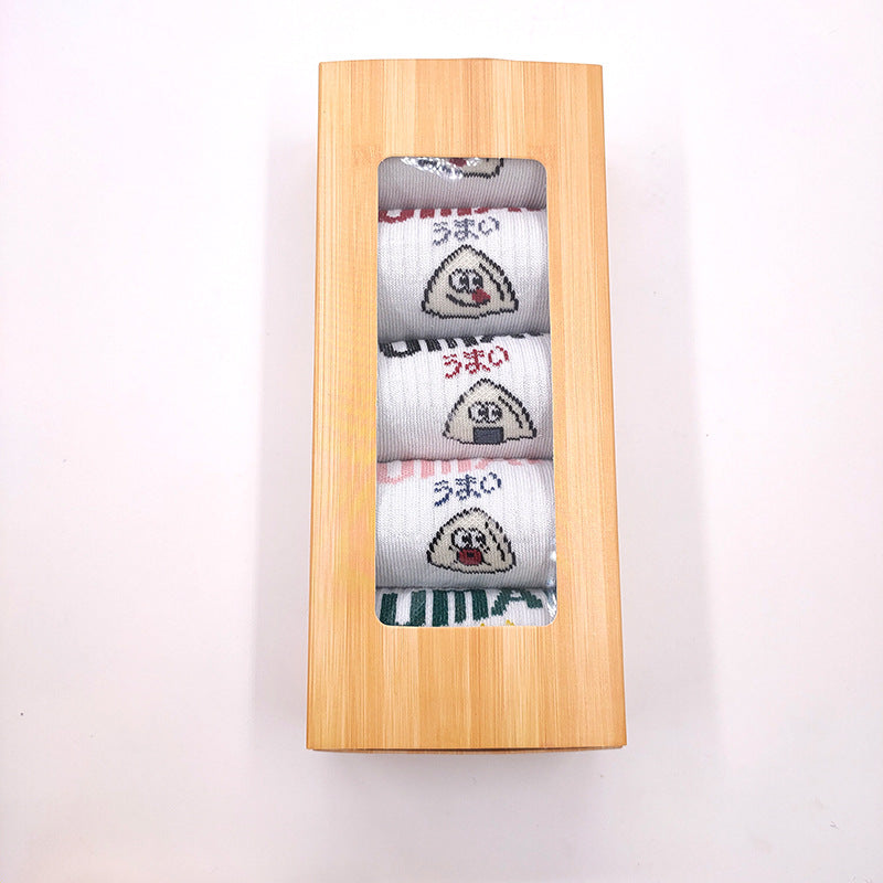 Of Gift Box Socks Women's Polyester Cotton Mid-calf Socks   5 Pairs