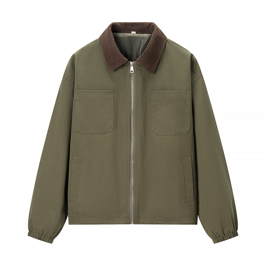Women's Casual Zipper Short Jacket Coat Lapel Fashion Jacket