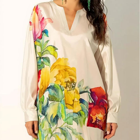Printed Loose Casual Long-Sleeve Dress For Women