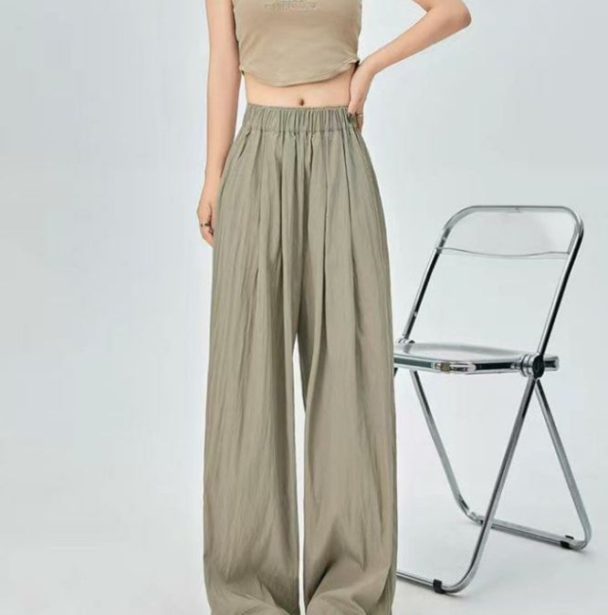 Summer High Waist Thin Man Drooping Lazy Narrow Version Of Wide Leg Pants Drooping
