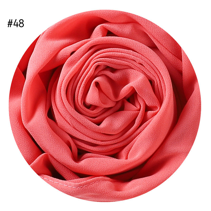 Women's Simple And Versatile Solid Color Pearl Chiffon Scarf