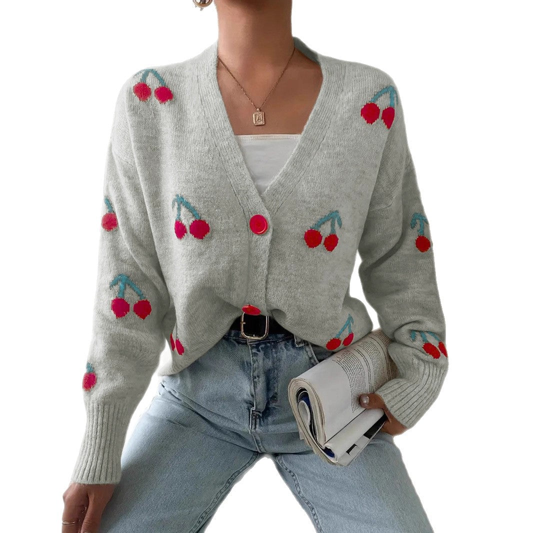 Loose Design Button Details Sweet Sweater Women