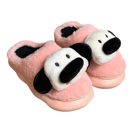 Home Fluffy Cute Cartoon Puppy Cotton Slippers
