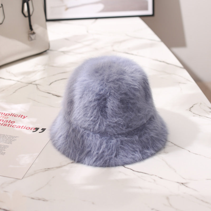 Rabbit Fur Sweet Plush Warm Bucket Hat