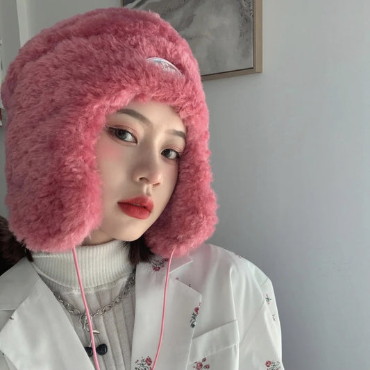 Small Crowd Color Matching Two-piece Plush Lei Feng Hat
