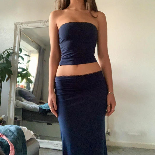Sexy Band Elastic Tube Top T-shirt Long Dress Suit For Women