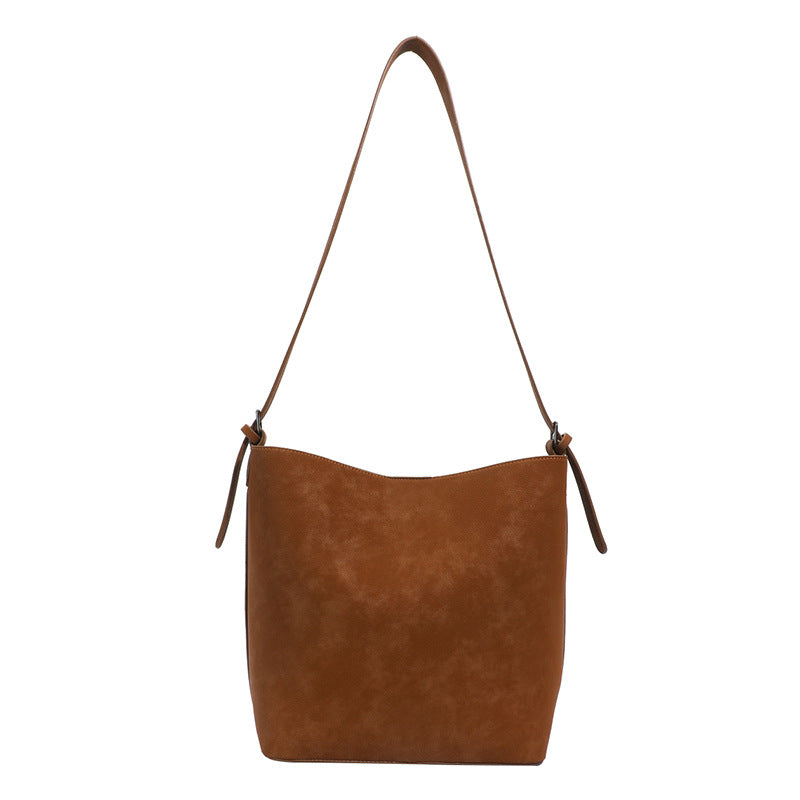 Versatile Retro Matte Women's Single-shoulder Large-capacity Bucket Bag