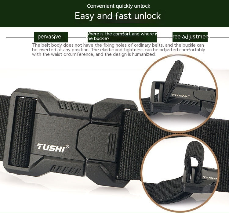 Tactical Aluminum Alloy Release Buckle Training Elastic Nylon Waistband