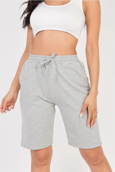 Womens High-waisted Drawstring Workout Shorts