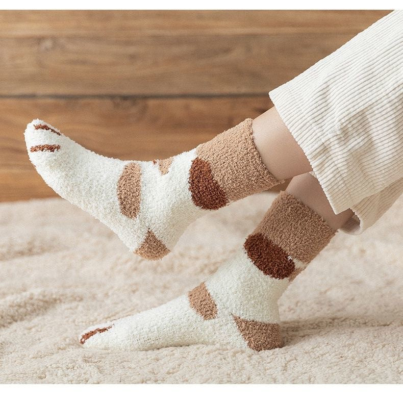 Autumn And Winter Plus Velvet Thick Towel Floor Socks
