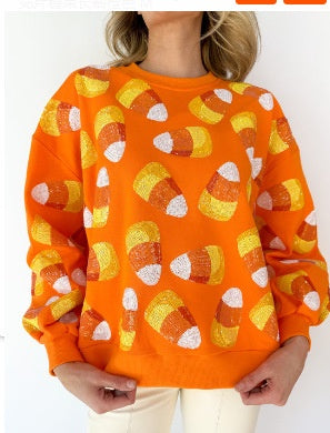 Round Neck Long Sleeve Sweater Plus Size Christmas Print