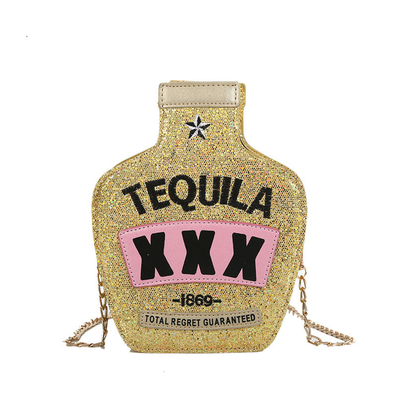 Laser Sequined Wine Bottle Shoulder Bag Creative