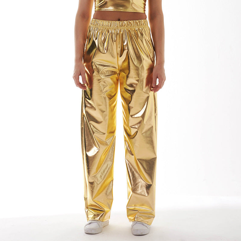 Casual Pants Women's High Street INS Design Aurora Laser Gradient High Waist Straight Pants
