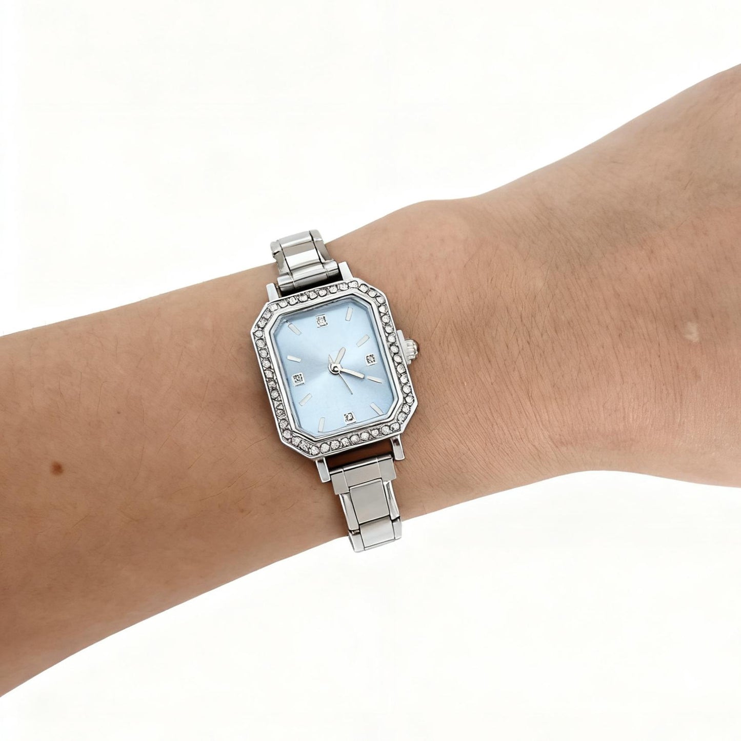 Stylish Square Watch For Women With A Chic Diamond-embellished DesignDIY Customizable