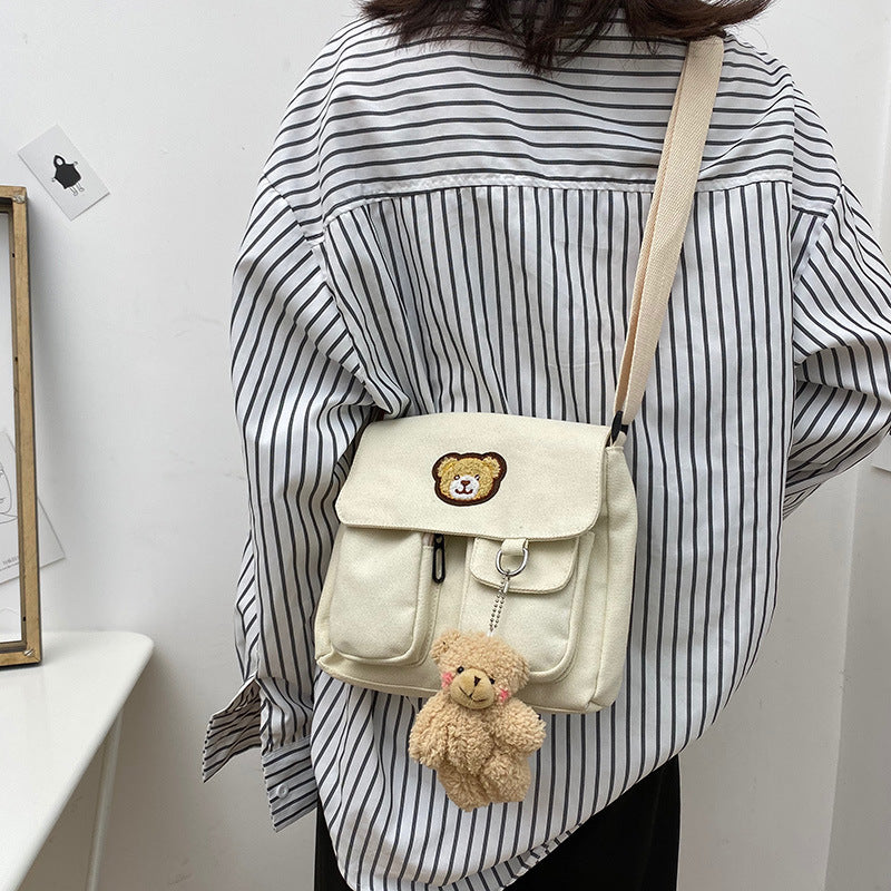 Cute Bear Japanese Girl One-shoulder Canvas Messenger Bag