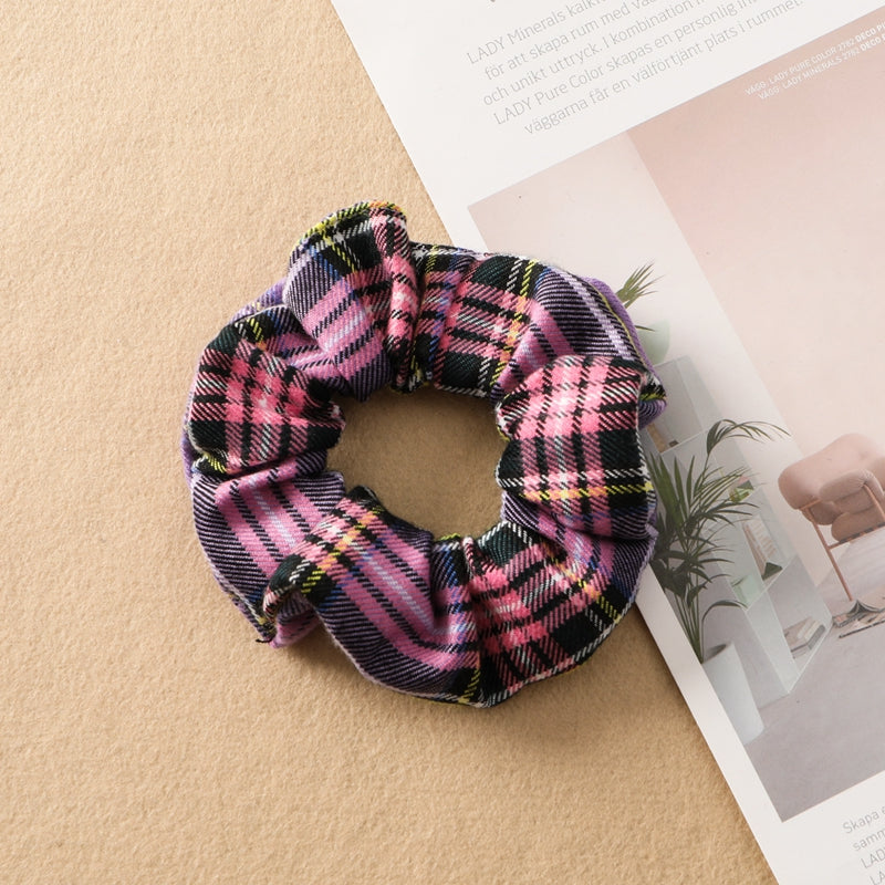 Plaid Print Large Intestine Ring Women's Hair Tie