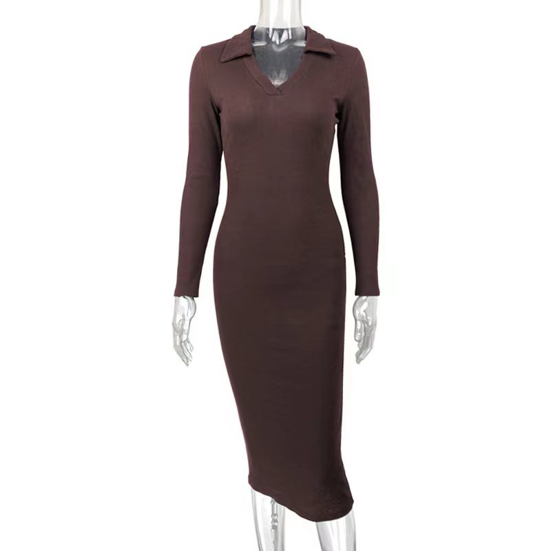 French-style Sexy Deep V-Neck Lapel Slimming Dress