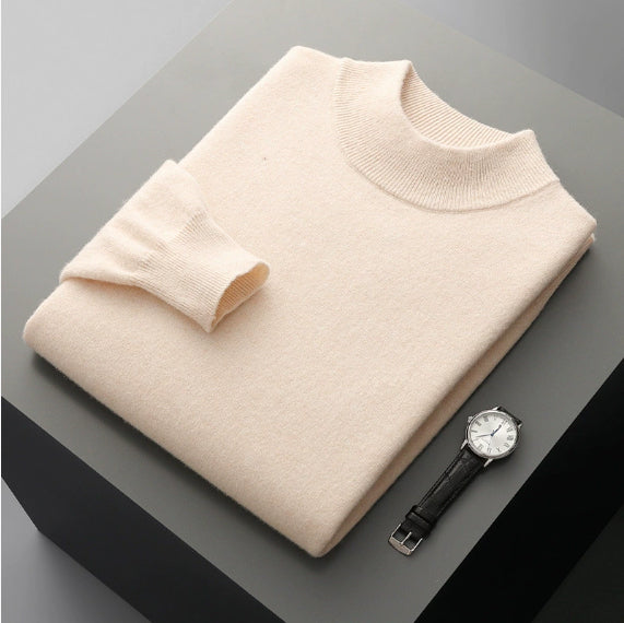 Half-collar Wool Sweater Men's Solid Color Knitted Sweater