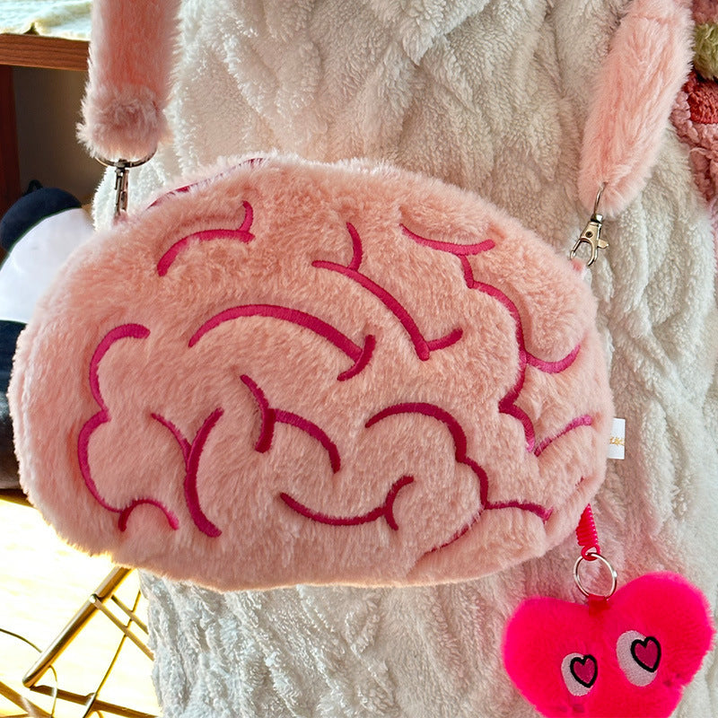 Hat With Movable Ears Love Brain Shoulder Messenger Bag