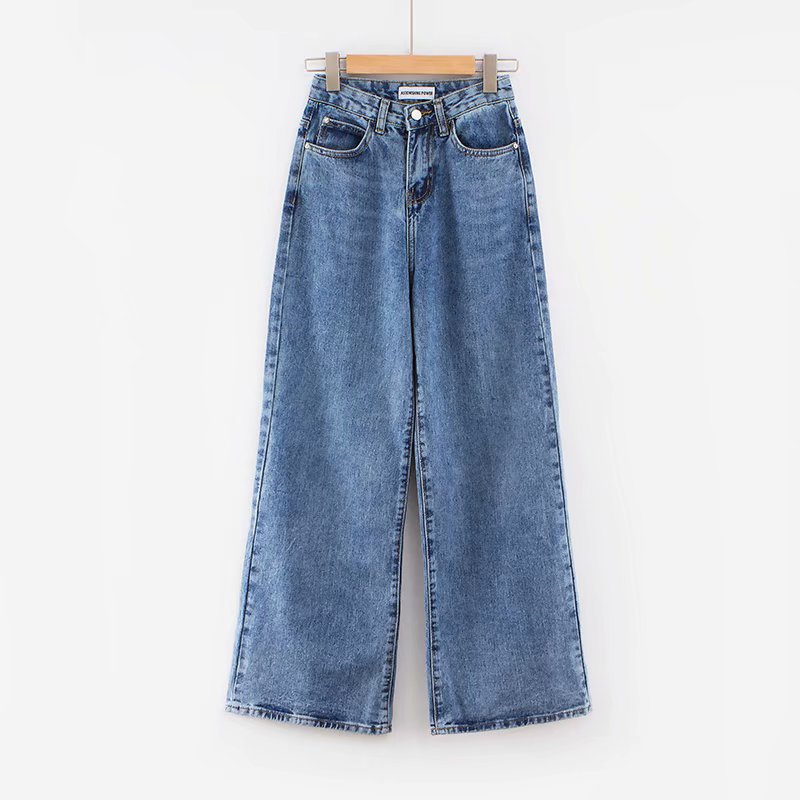 Mopping Wide-leg Denim Trousers Autumn And Winter All-match