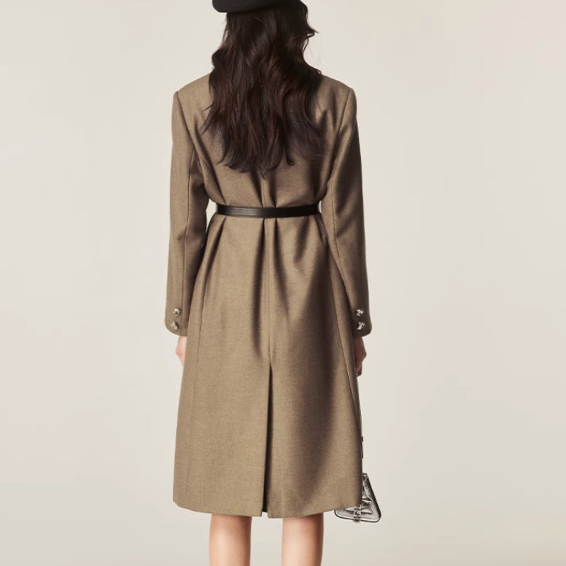 Autumn And Winter Classic Retro Mid-length Coat Brown Suit Jacket