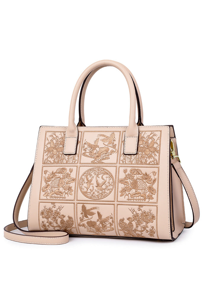 Dame retro tasker broderet skuldertaske cross body taske