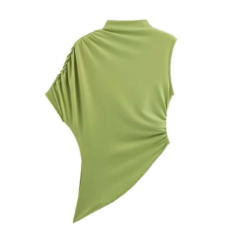 Slim-fit Design Asymmetric Sleeveless Top