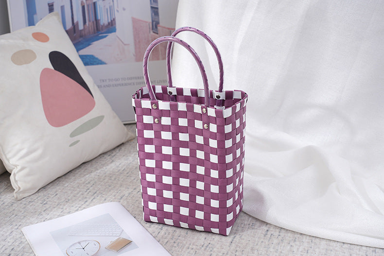 Women's Fashion Diagonal Basket Woven Bag