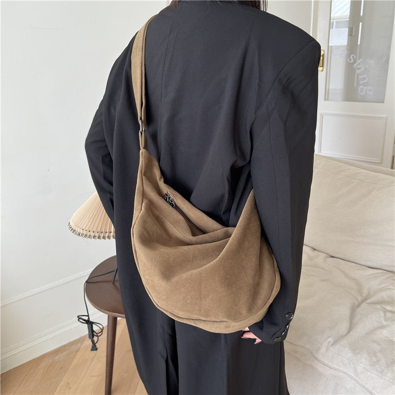 Retro Hong Kong Style Crossbody Tote Bag Large Capacity