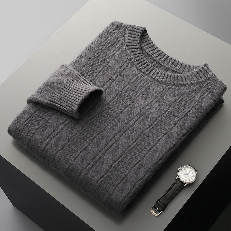 Rundhalset Kaschmirtrøje til Mænd Langærmet Pullover Klassisk