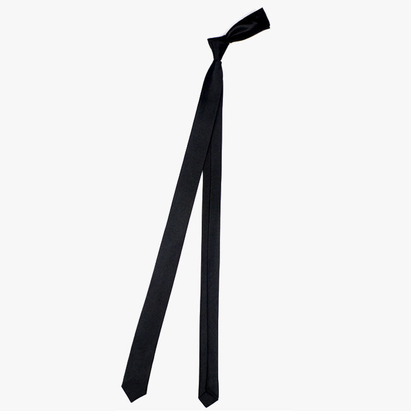 Narrow Tie Women's College Style Pure Black