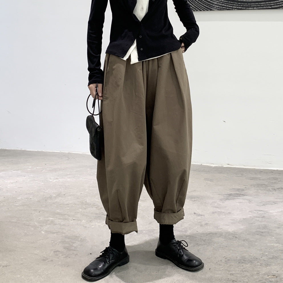 Dark Black Casual Women's Loose Pants