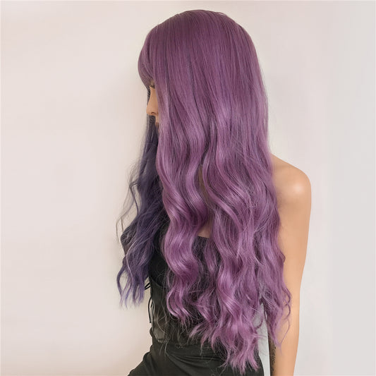 Yin Yang Long Curly Hair Air Bangs Full Head Cover Wig