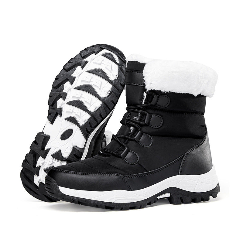 Fleece-lined Thickened Warm Wear-resistant Outdoor Hiking Shoes