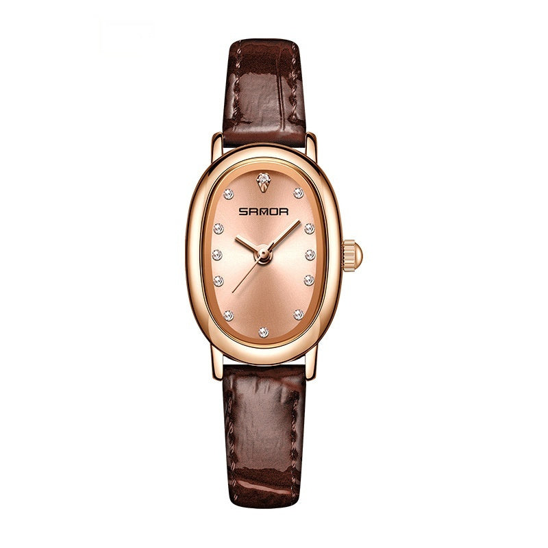 Women's European And American Watch Quartz Leather Steel Belt Waterproof