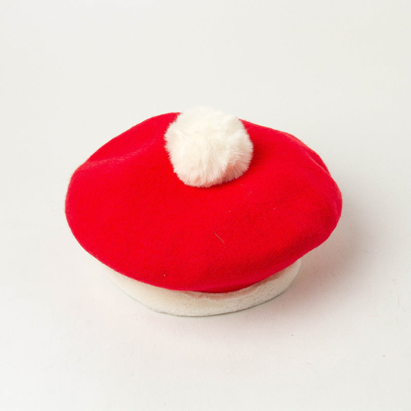 Cute Warm Bud Hat With Hair Ball