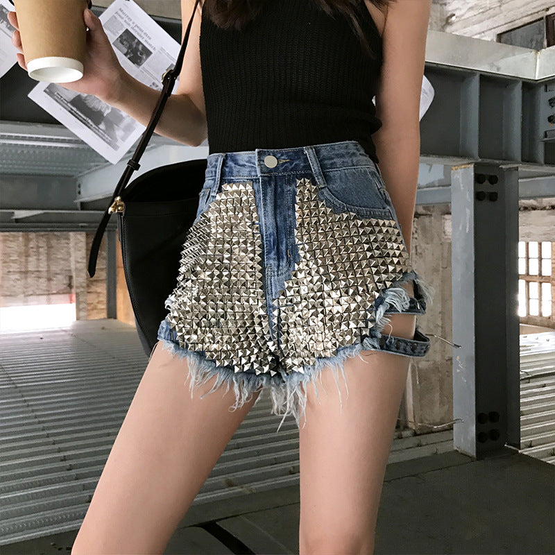High waist denim shorts
