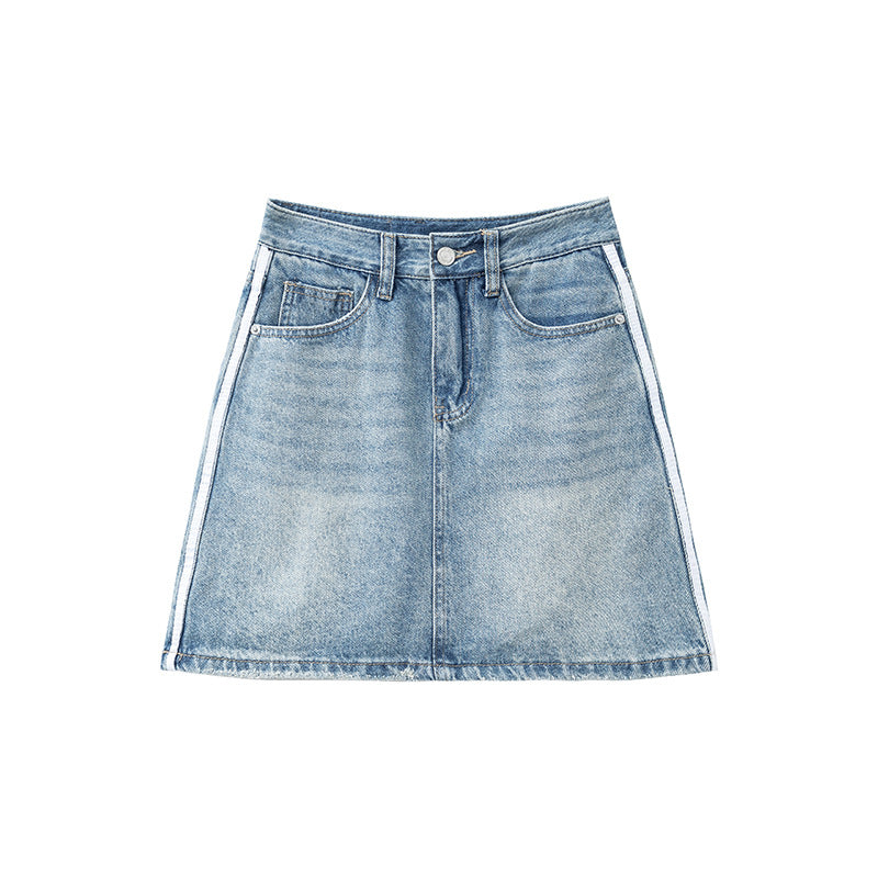 Loose Slimming A- Line Anti-exposure Ribbon High Waist Skirt