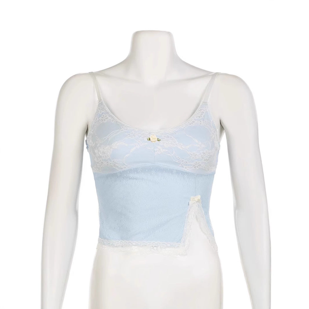 Contrast Color Embroidered Lace Sling For Women