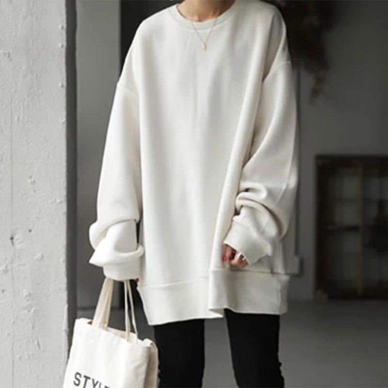 Dame Sweater Løs Rund Hals