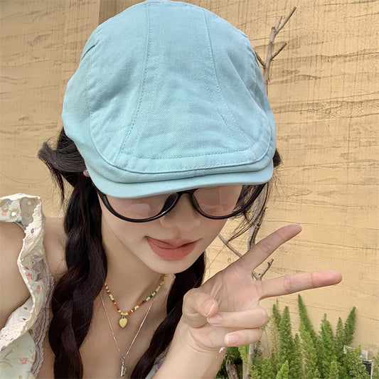 Japanese Style British Style Lake Blue Retro Denim Advance Hats
