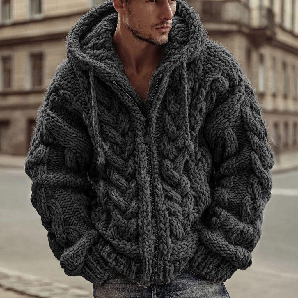 Digital Print Cardigan Jacket With Hood And Zipper 3D