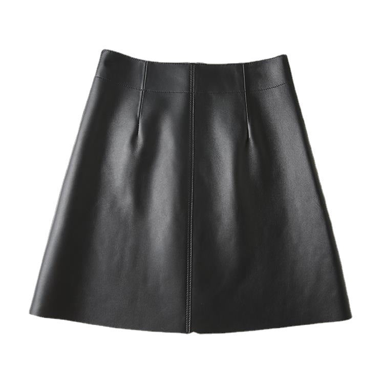 Bag Hip High Waist Thin Sheep Skin Skirt