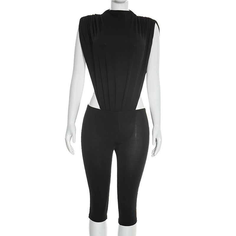 Fashionable Jumpsuit And Cropped Pants Set