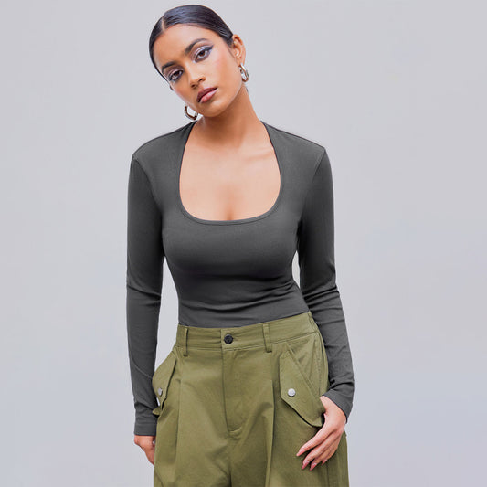 European And American Trend Minimalist Style Jumpsuit For Autumn And Winter Comfortable Abdominal Wear Base Top