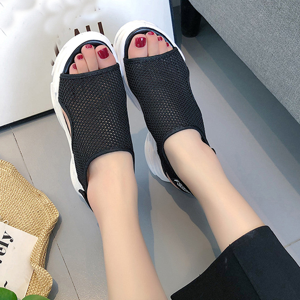 Hollow student fish mouth shoes