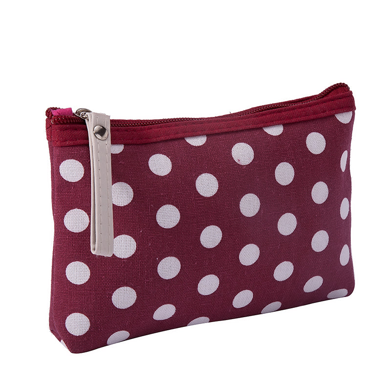 Dot fabric cosmetic bag