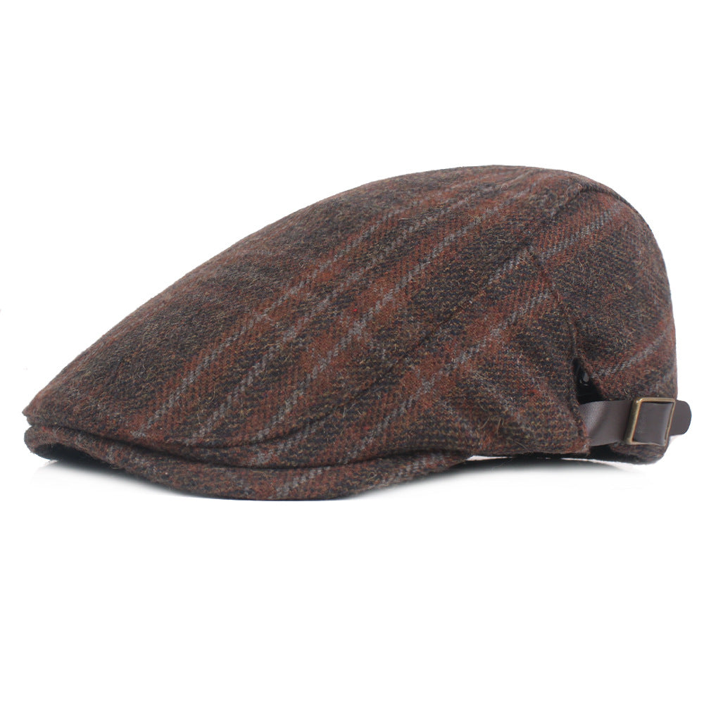 Men's Fashion Gingham Autumn And Winter Warm Beret
