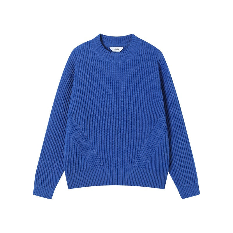 Mens Organic Cotton Ribbed Chunky-Knit Crew-Neck Sweater From Xinjiang